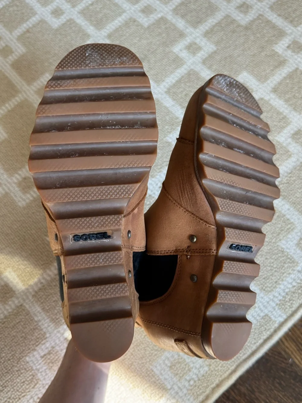 Sorel Lea Wedge Chelsea Ankle Boots Tan Waterproof Leather Women’s Size 7.5